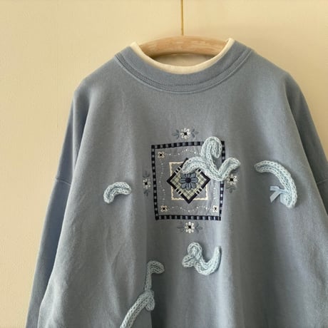 printed knit/スウェット  blue