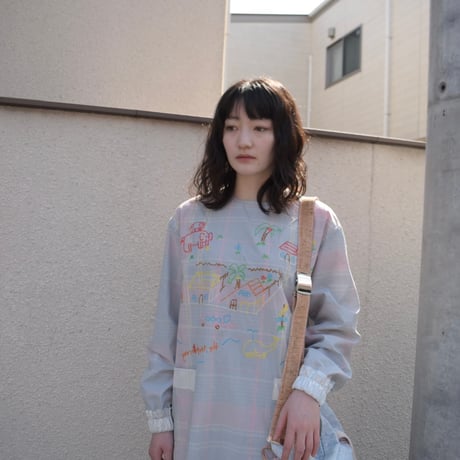 フェードビッグチェックワッシャーワンピース
