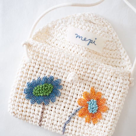 mepi  mon sac fleuri　pochette　orange×blue