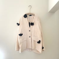 Black flower collarless jacket