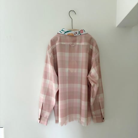 WOOL CHECK FRINGE SHIRT