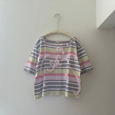 printed knit /border T shirt