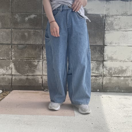 freehand denim long pants light blue