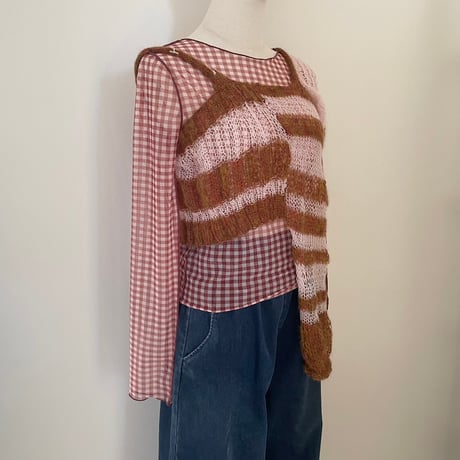 knit pink&brown