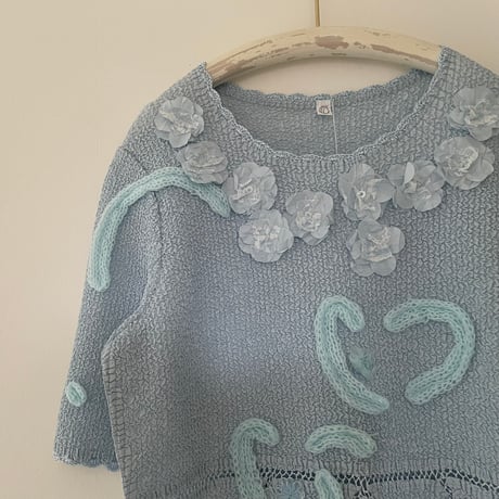 printed knit/tops