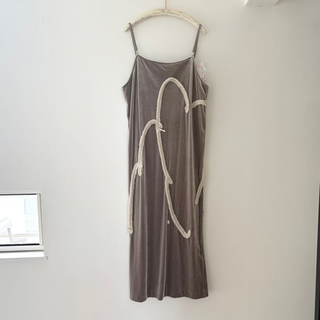 printed knit/velours camisole one-piece