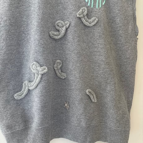 printed knit/スウェットベスト