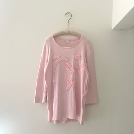 printed knit 7部袖カットソー/ピンク