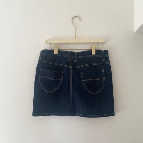 printed knit /mini skirt demim