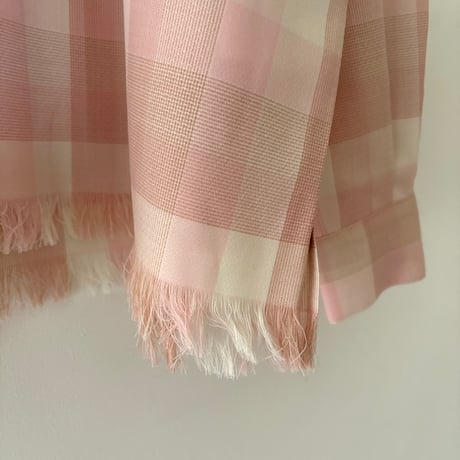 WOOL CHECK FRINGE SHIRT