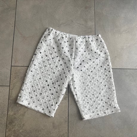 Polka dot print cycling shorts/white