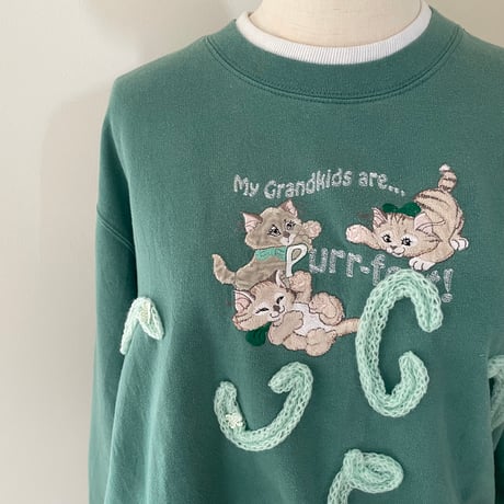printed knit sweat green