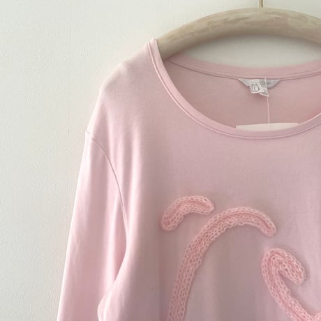 printed knit 7部袖カットソー/ピンク