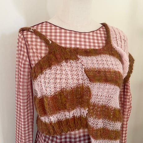 knit pink&brown