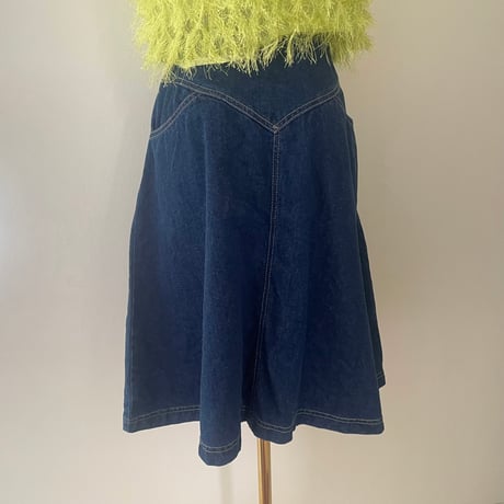 printed knit/denim skirt