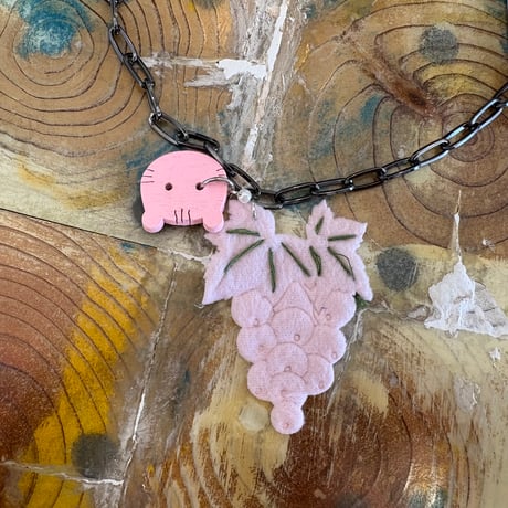 necklace/pink×black