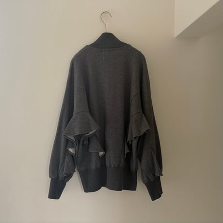 WILD THINGS Half zip ruffled sweat shirt チャコールグレー