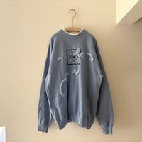 printed knit/スウェット  blue