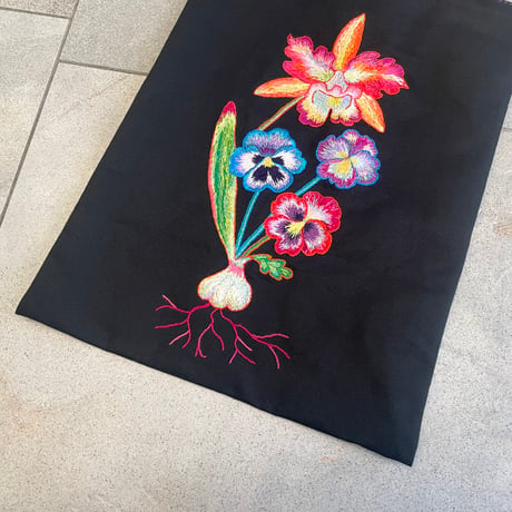 embroidery tote bag/BLACK