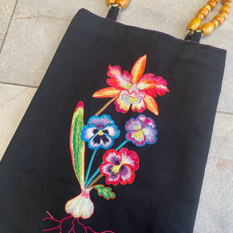embroidery tote bag/BLACK