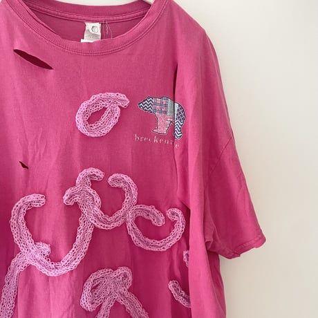 printed　Tシャツ　ピンク　ベアー