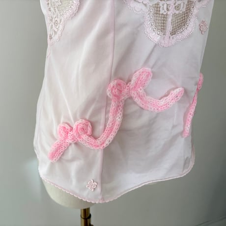 printed knit /lingerie camisole pink