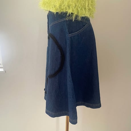printed knit/denim skirt