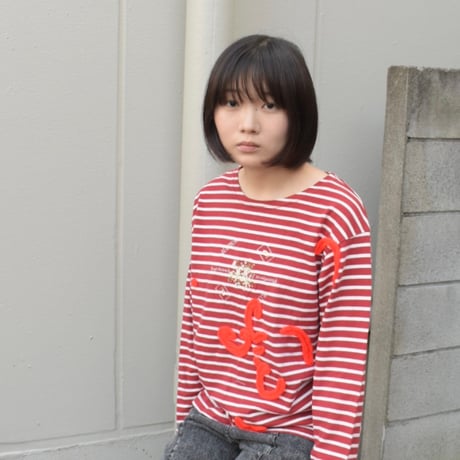 printed knit/border カットソー
