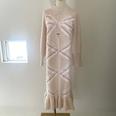 knit dress アイボリー(RM0606)