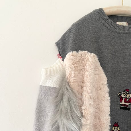 remake knit pullover(santa)
