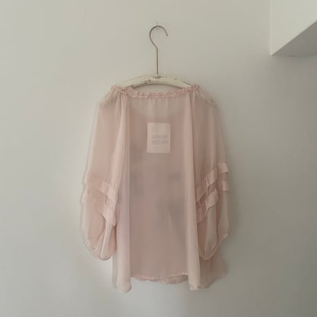 printed knit/see-through blouse