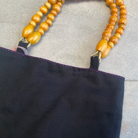 embroidery tote bag/BLACK