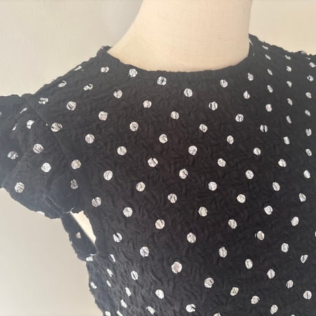 ラスト1☆Polka dot print frilled tops/black