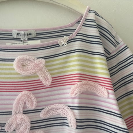 printed knit /border T shirt