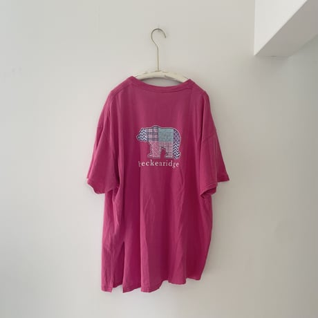 printed　Tシャツ　ピンク　ベアー