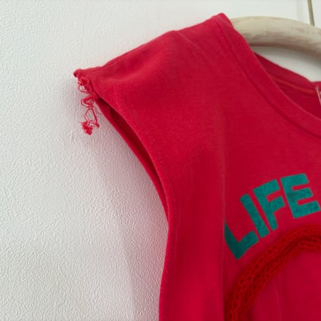 printed knit no sleeve T shirt