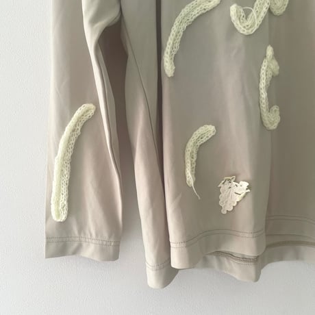 printed knit 長袖カットソー/イエローベージュ