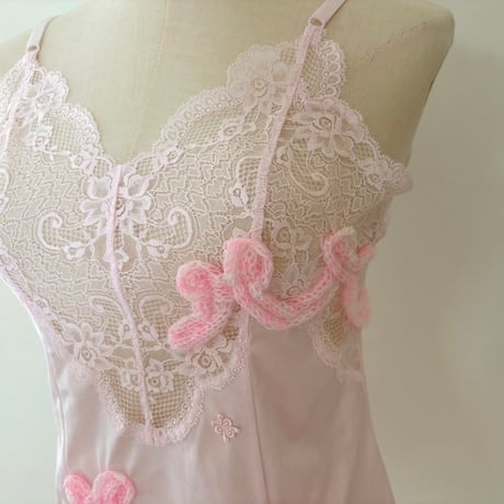 printed knit /lingerie camisole pink