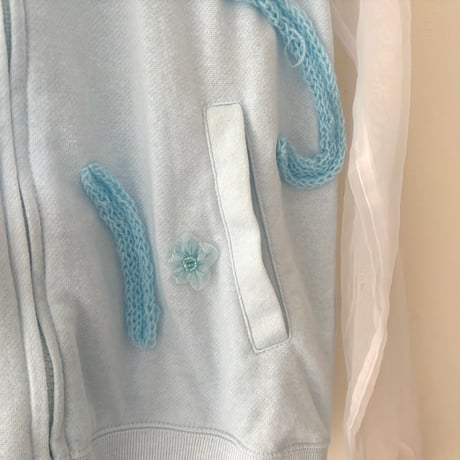 printed knit/ジップアップパーカー