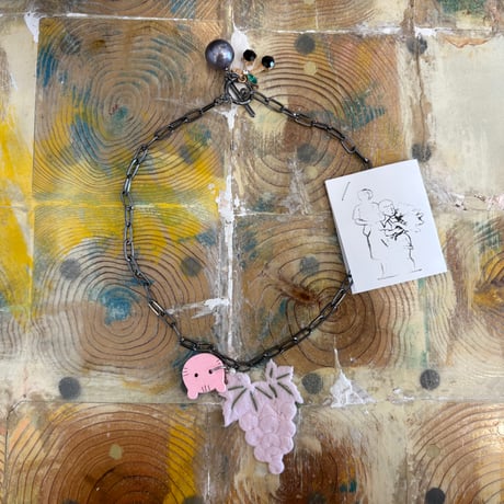 necklace/pink×black