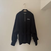 WILD THINGS Half zip ruffled sweat shirt ブラック