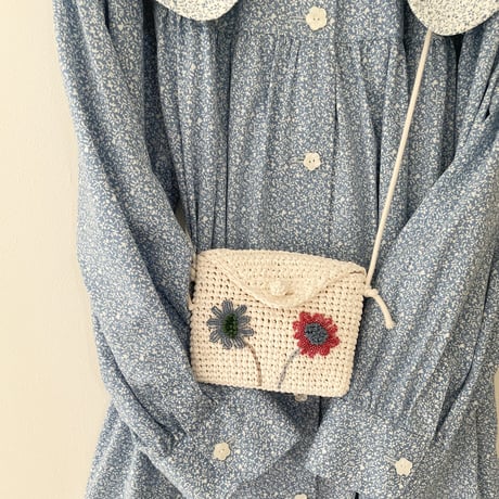 mon sac fleuri　pochette　red×blue