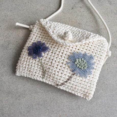 mepi  mon sac fleuri　pochette　purple×blue