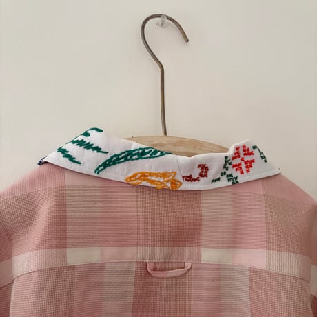 WOOL CHECK FRINGE SHIRT