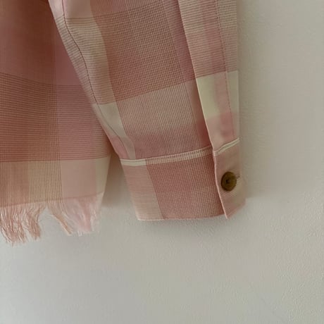 WOOL CHECK FRINGE SHIRT