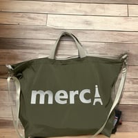 【カーキ】merciロゴ刺繍2 wayトートL