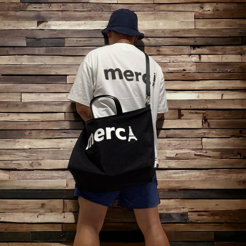 Merci トートバッグ　ミニ　刺繍　ブラック ブラック】merciロゴ刺繍2 wayトートL | pribonds STORE
