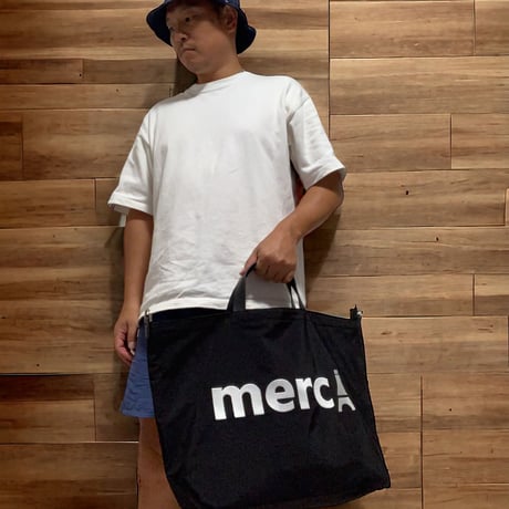 【ブラック】merciロゴ刺繍2 wayトートL