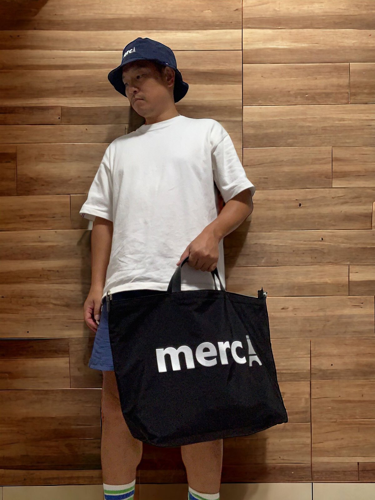 ブラック】merciロゴ刺繍2 wayトートL | pribonds STORE