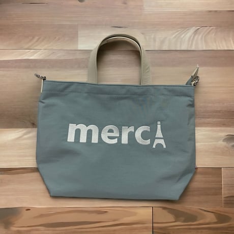【ライトブルー】merciロゴ刺繍2 way手提げ